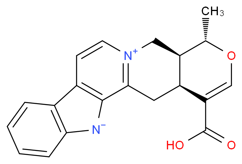 (15S,16S,20S)-19-carboxy-16-methyl-17-oxa-3,13λ<sup>5</sup>-diazapentacyclo[11.8.0.0<sup>2</sup>,<sup>1</sup><sup>0</sup>.0<sup>4</sup>,<sup>9</sup>.0<sup>1</sup><sup>5</sup>,<sup>2</sup><sup>0</sup>]henicosa-1(13),2(10),4(9),5,7,11,18-heptaen-13-ylium-3-ide_分子结构_CAS_1422506-53-3