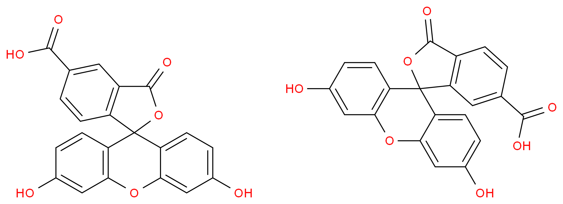 3',6'-dihydroxy-3-oxo-3H-spiro[2-benzofuran-1,9'-xanthene]-5-carboxylic acid; 3',6'-dihydroxy-3-oxo-3H-spiro[2-benzofuran-1,9'-xanthene]-6-carboxylic acid_分子结构_CAS_76823-03-5