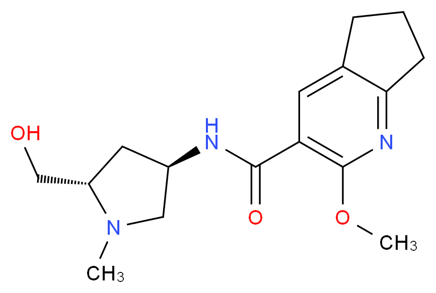 N-[(3R,5S)-5-(hydroxymethyl)-1-methylpyrrolidin-3-yl]-2-methoxy-6,7-dihydro-5H-cyclopenta[b]pyridine-3-carboxamide_分子结构_CAS_)