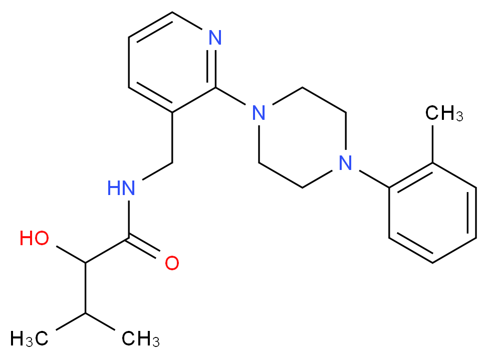 2-hydroxy-3-methyl-N-({2-[4-(2-methylphenyl)piperazin-1-yl]pyridin-3-yl}methyl)butanamide_分子结构_CAS_)