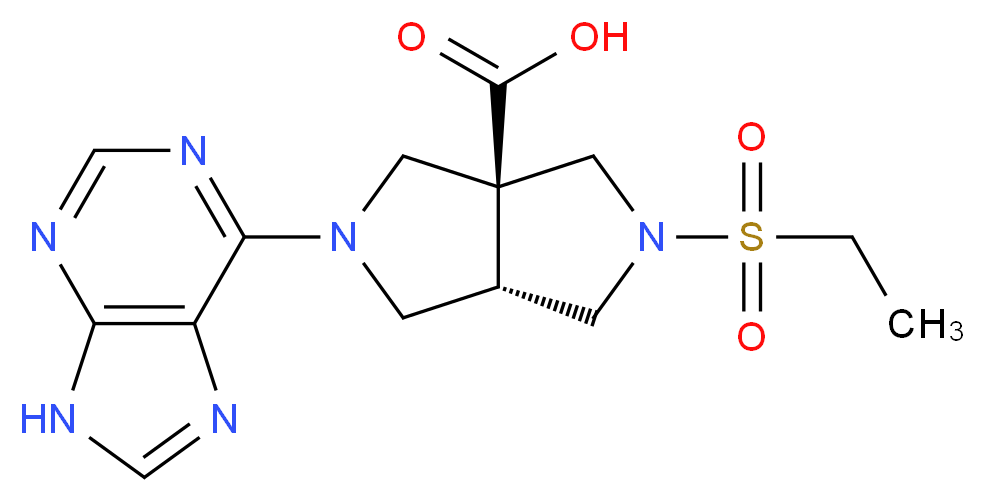 (3aS*,6aS*)-2-(ethylsulfonyl)-5-(9H-purin-6-yl)hexahydropyrrolo[3,4-c]pyrrole-3a(1H)-carboxylic acid_分子结构_CAS_)
