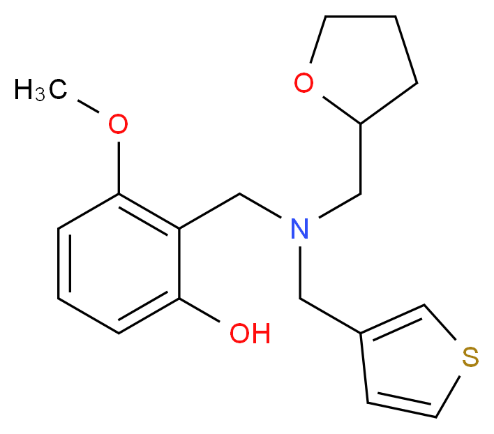 3-methoxy-2-{[(tetrahydrofuran-2-ylmethyl)(3-thienylmethyl)amino]methyl}phenol_分子结构_CAS_)