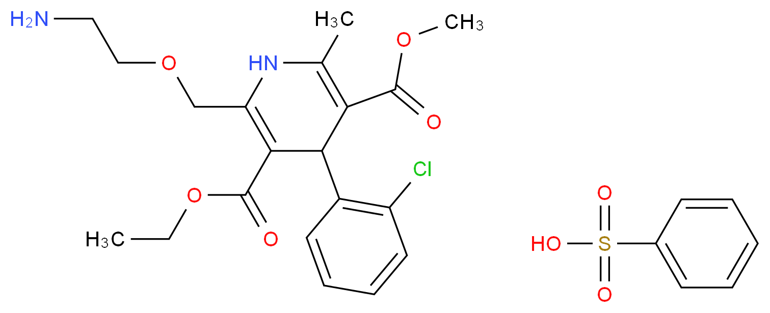 benzenesulfonic acid 3-ethyl 5-methyl 2-[(2-aminoethoxy)methyl]-4-(2-chlorophenyl)-6-methyl-1,4-dihydropyridine-3,5-dicarboxylate_分子结构_CAS_111470-99-6