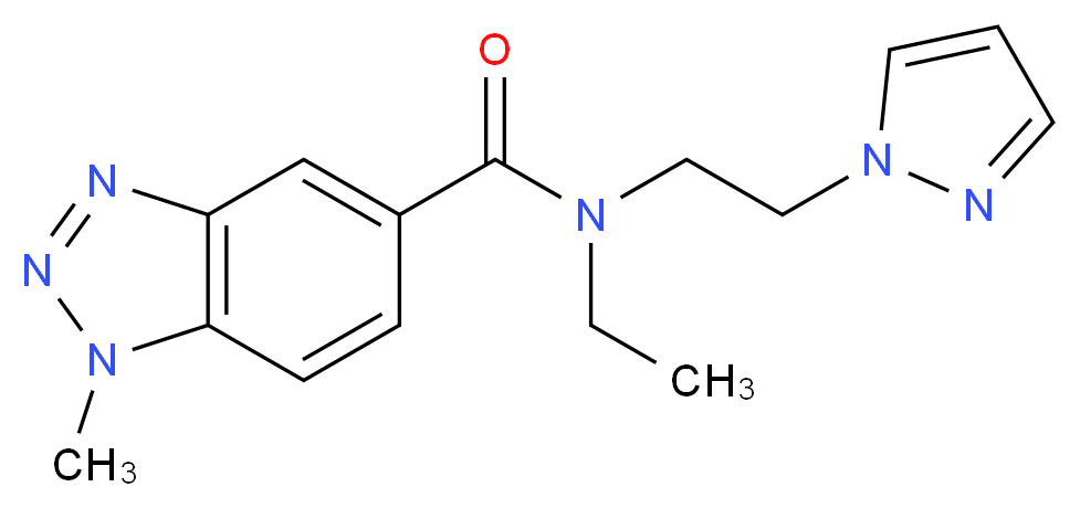 N-ethyl-1-methyl-N-[2-(1H-pyrazol-1-yl)ethyl]-1H-1,2,3-benzotriazole-5-carboxamide_分子结构_CAS_)