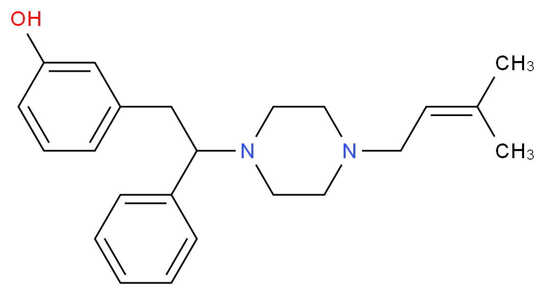 3-{2-[4-(3-methylbut-2-en-1-yl)piperazin-1-yl]-2-phenylethyl}phenol_分子结构_CAS_83374-58-7