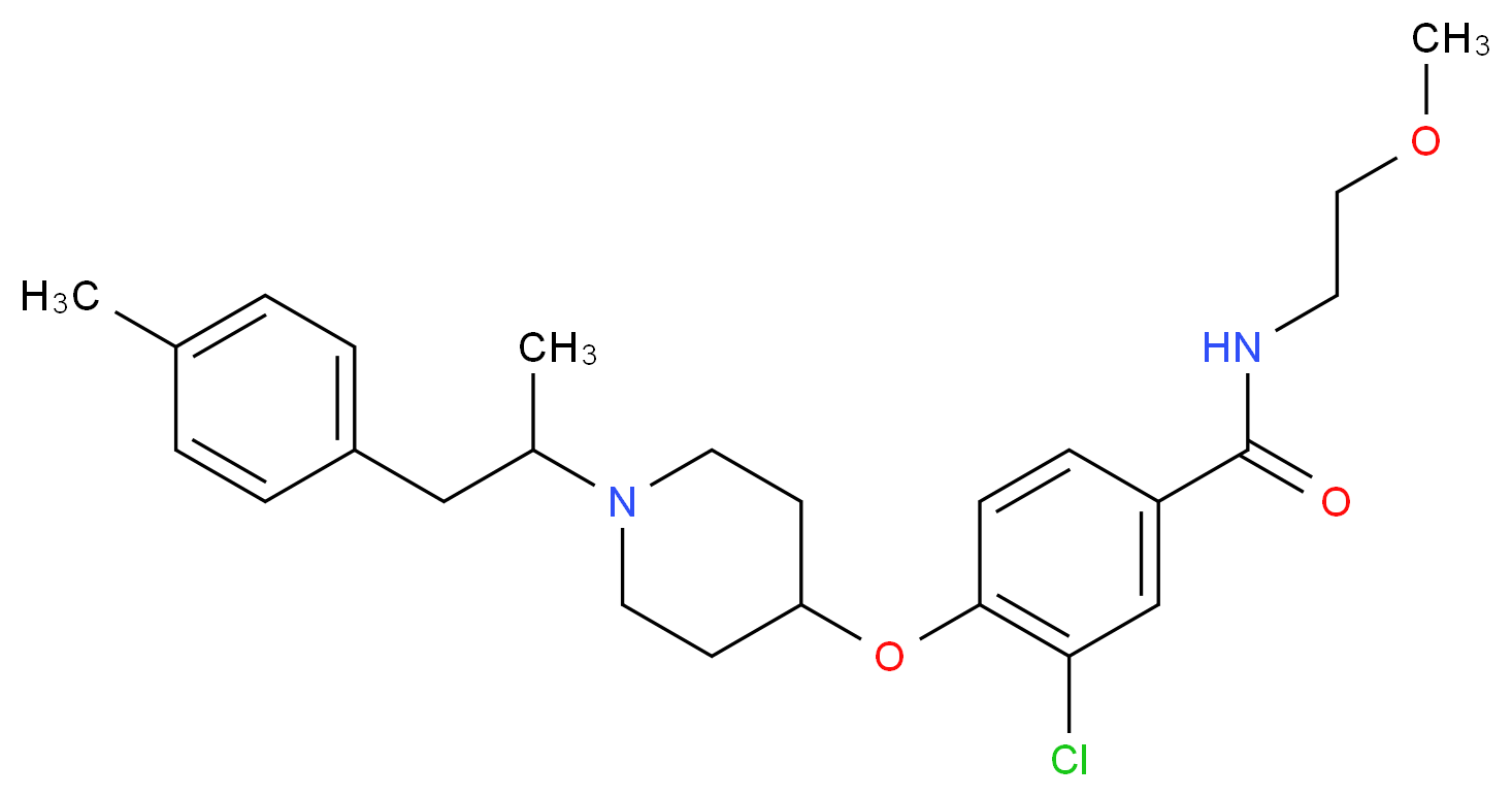 3-chloro-N-(2-methoxyethyl)-4-({1-[1-methyl-2-(4-methylphenyl)ethyl]-4-piperidinyl}oxy)benzamide_分子结构_CAS_)