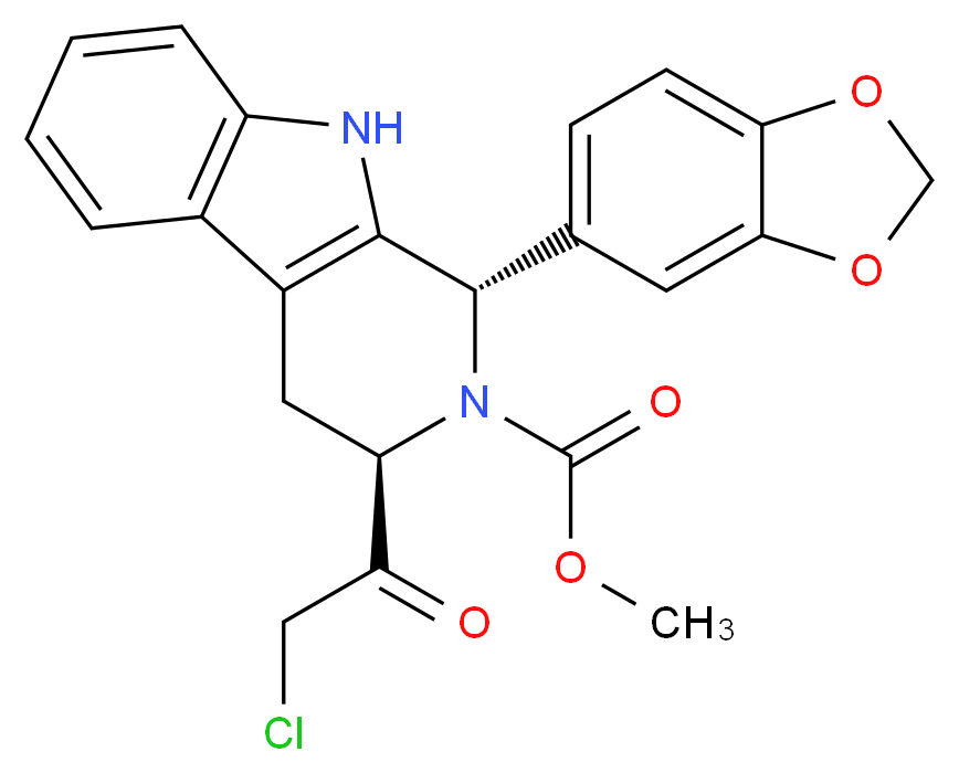 methyl (1S,3R)-1-(2H-1,3-benzodioxol-5-yl)-3-(2-chloroacetyl)-1H,2H,3H,4H,9H-pyrido[3,4-b]indole-2-carboxylate_分子结构_CAS_629652-40-0