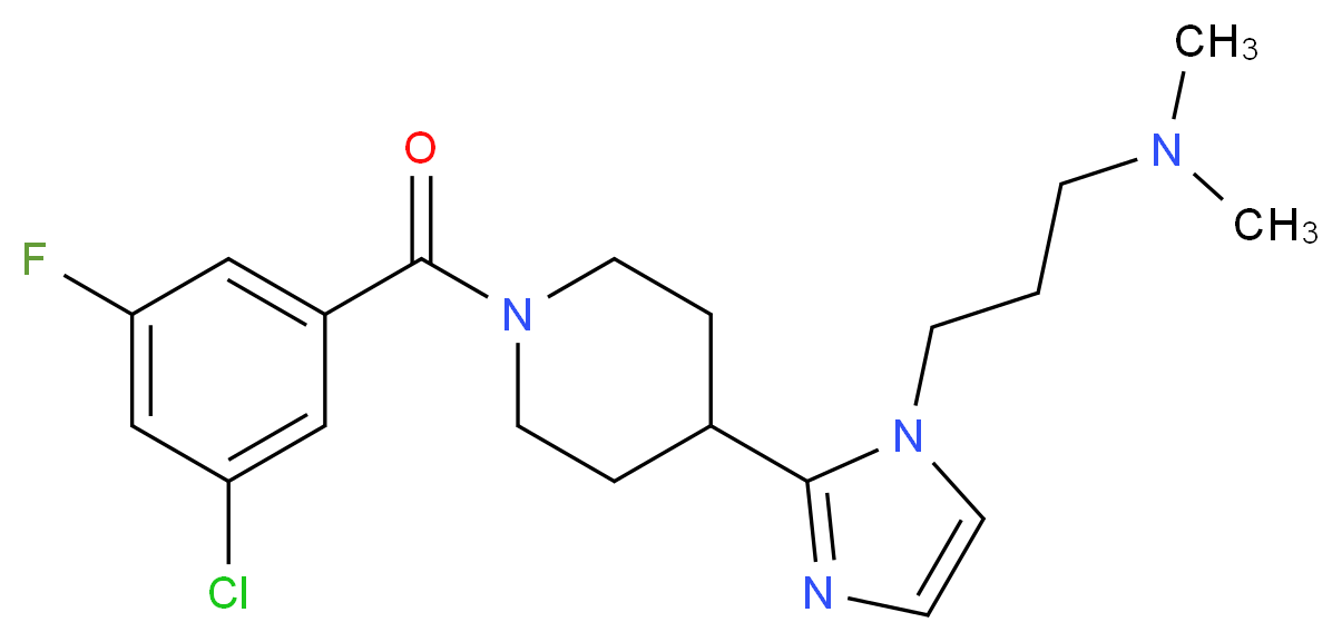 (3-{2-[1-(3-chloro-5-fluorobenzoyl)piperidin-4-yl]-1H-imidazol-1-yl}propyl)dimethylamine_分子结构_CAS_)