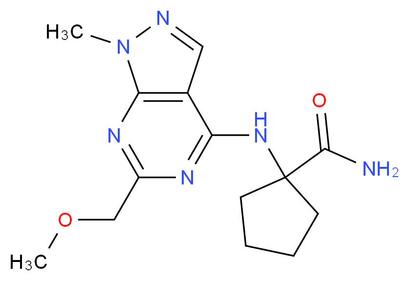1-{[6-(methoxymethyl)-1-methyl-1H-pyrazolo[3,4-d]pyrimidin-4-yl]amino}cyclopentanecarboxamide_分子结构_CAS_)