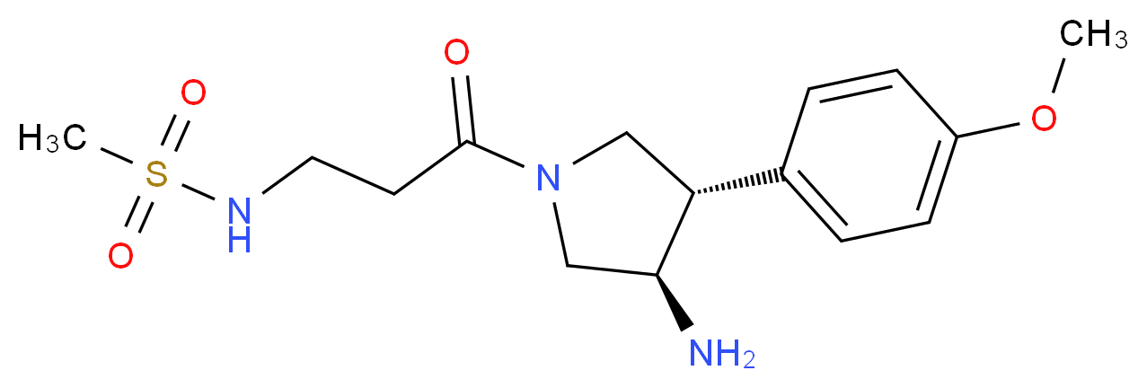 N-{3-[(3R*,4S*)-3-amino-4-(4-methoxyphenyl)-1-pyrrolidinyl]-3-oxopropyl}methanesulfonamide (non-preferred name)_分子结构_CAS_)