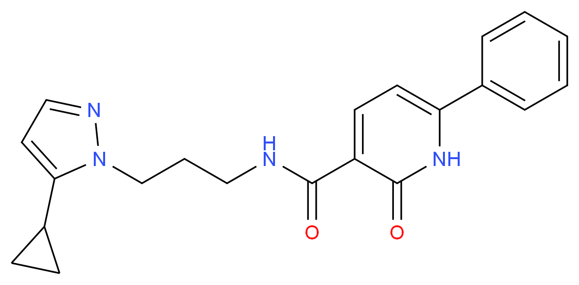N-[3-(5-cyclopropyl-1H-pyrazol-1-yl)propyl]-2-oxo-6-phenyl-1,2-dihydro-3-pyridinecarboxamide_分子结构_CAS_)