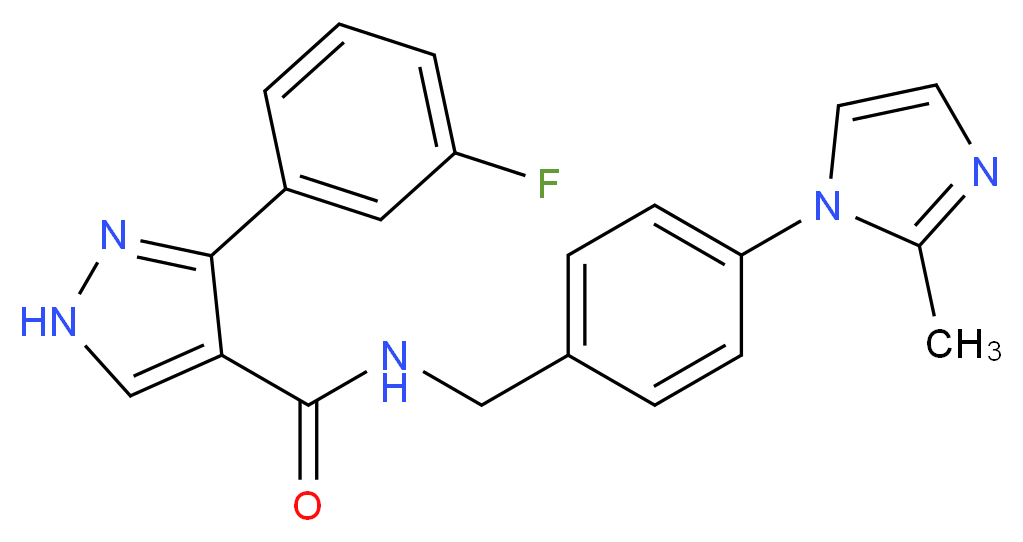 3-(3-fluorophenyl)-N-[4-(2-methyl-1H-imidazol-1-yl)benzyl]-1H-pyrazole-4-carboxamide_分子结构_CAS_)