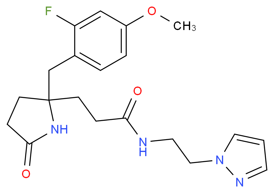 3-[2-(2-fluoro-4-methoxybenzyl)-5-oxo-2-pyrrolidinyl]-N-[2-(1H-pyrazol-1-yl)ethyl]propanamide_分子结构_CAS_)