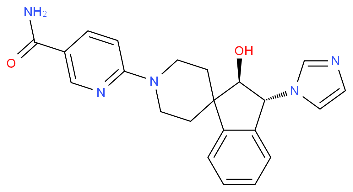 6-[(2R*,3R*)-2-hydroxy-3-(1H-imidazol-1-yl)-2,3-dihydro-1'H-spiro[indene-1,4'-piperidin]-1'-yl]nicotinamide_分子结构_CAS_)