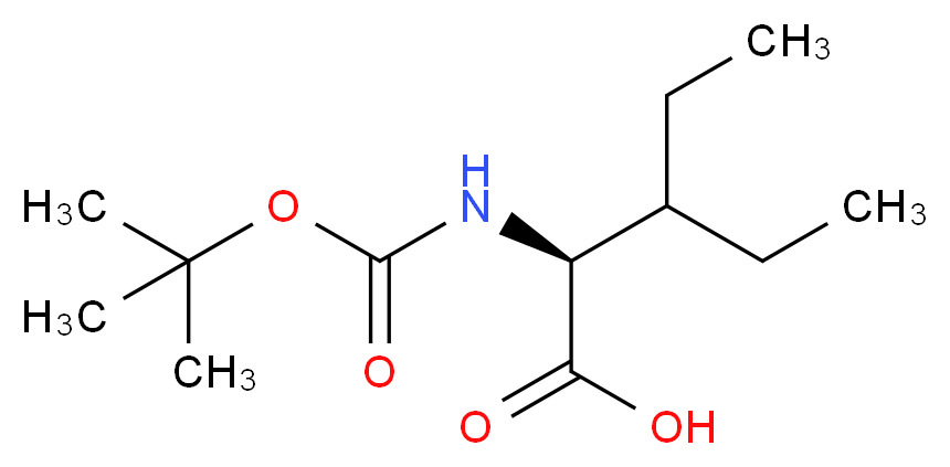 (2S)-2-{[(tert-butoxy)carbonyl]amino}-3-ethylpentanoic acid_分子结构_CAS_35264-04-1