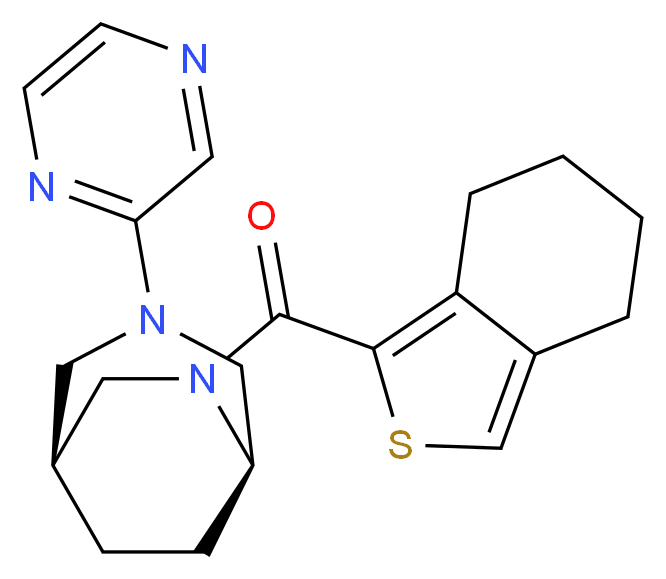 (1S*,5R*)-3-(2-pyrazinyl)-6-(4,5,6,7-tetrahydro-2-benzothien-1-ylcarbonyl)-3,6-diazabicyclo[3.2.2]nonane_分子结构_CAS_)