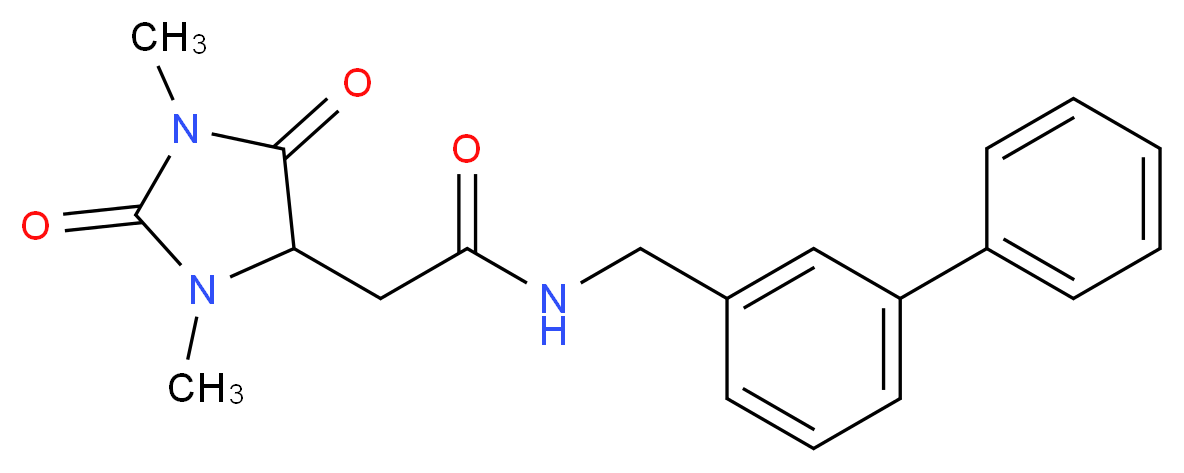 N-(biphenyl-3-ylmethyl)-2-(1,3-dimethyl-2,5-dioxoimidazolidin-4-yl)acetamide_分子结构_CAS_)