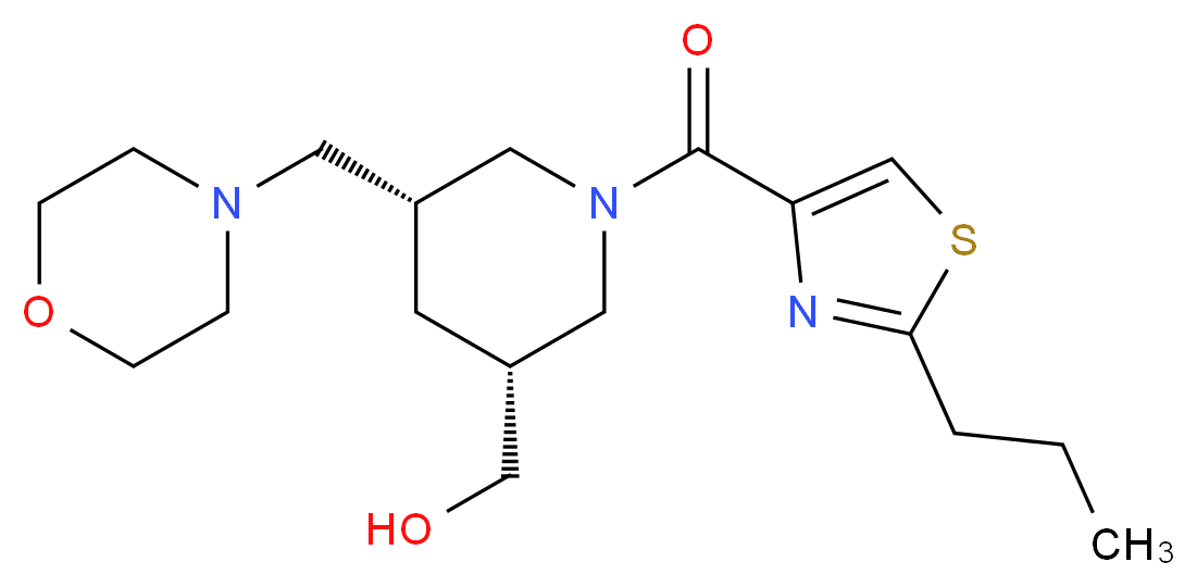 {(3R*,5R*)-5-(morpholin-4-ylmethyl)-1-[(2-propyl-1,3-thiazol-4-yl)carbonyl]piperidin-3-yl}methanol_分子结构_CAS_)