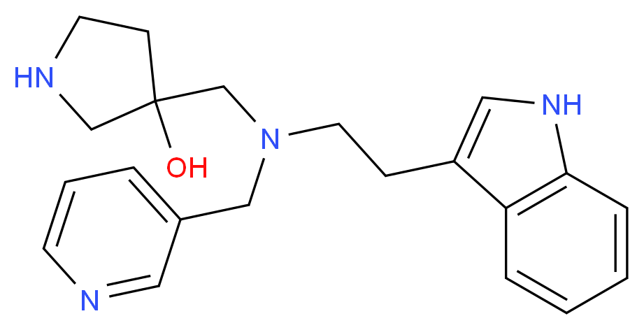 3-{[[2-(1H-indol-3-yl)ethyl](pyridin-3-ylmethyl)amino]methyl}pyrrolidin-3-ol_分子结构_CAS_)