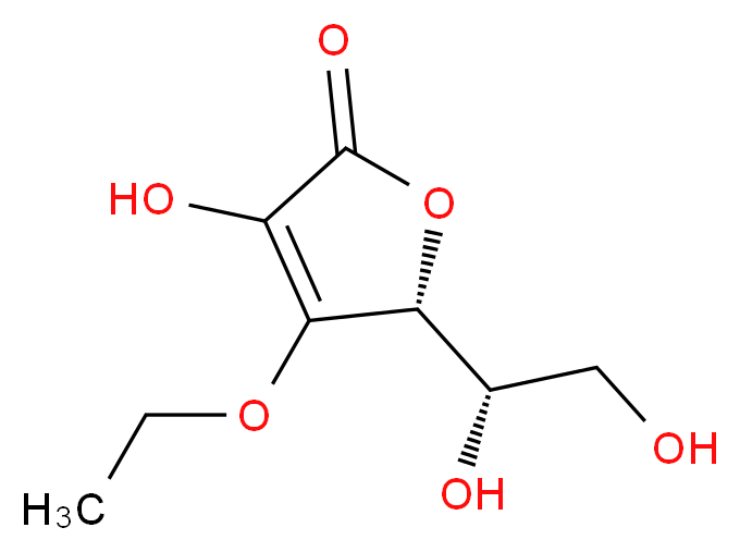 (R)-5-((S)-1,2-Dihydroxyethyl)-4-ethoxy-3-hydroxyfuran-2(5H)-one_分子结构_CAS_86404-04-8)