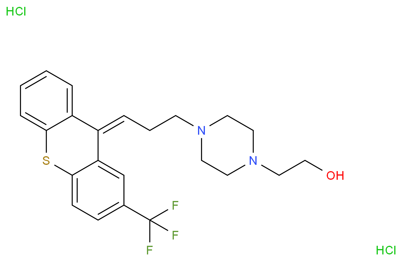 2-(4-{3-[(9Z)-2-(trifluoromethyl)-9H-thioxanthen-9-ylidene]propyl}piperazin-1-yl)ethan-1-ol dihydrochloride_分子结构_CAS_51529-01-2