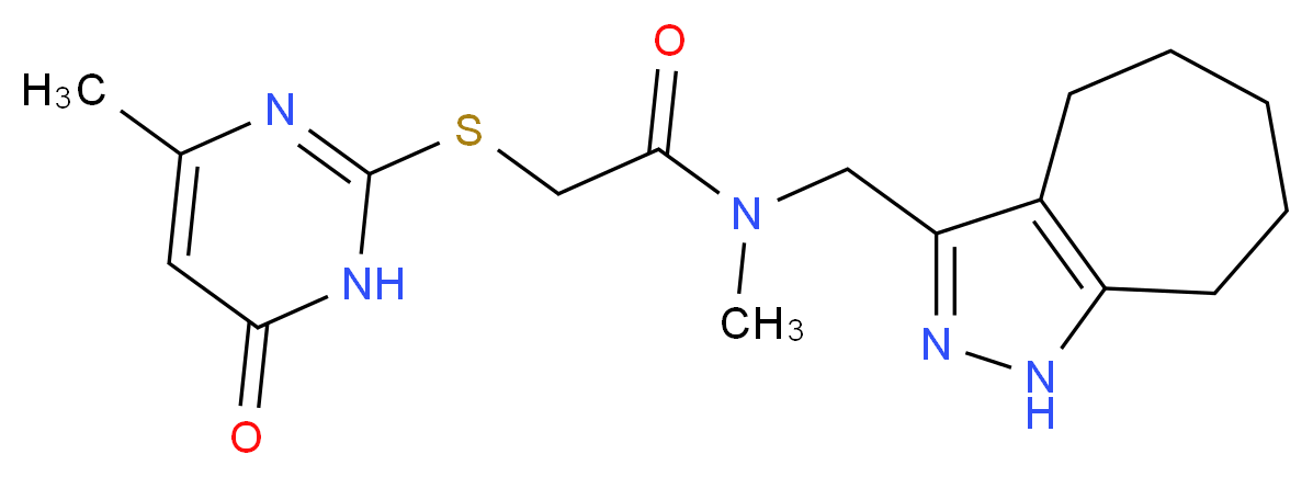 N-(1,4,5,6,7,8-hexahydrocyclohepta[c]pyrazol-3-ylmethyl)-N-methyl-2-[(4-methyl-6-oxo-1,6-dihydropyrimidin-2-yl)thio]acetamide_分子结构_CAS_)