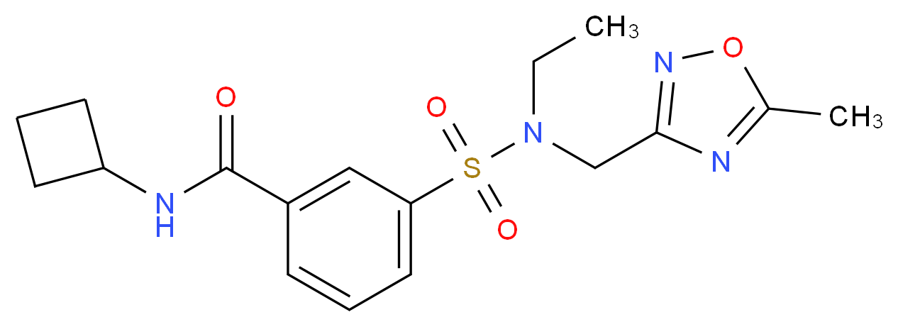 N-cyclobutyl-3-({ethyl[(5-methyl-1,2,4-oxadiazol-3-yl)methyl]amino}sulfonyl)benzamide_分子结构_CAS_)