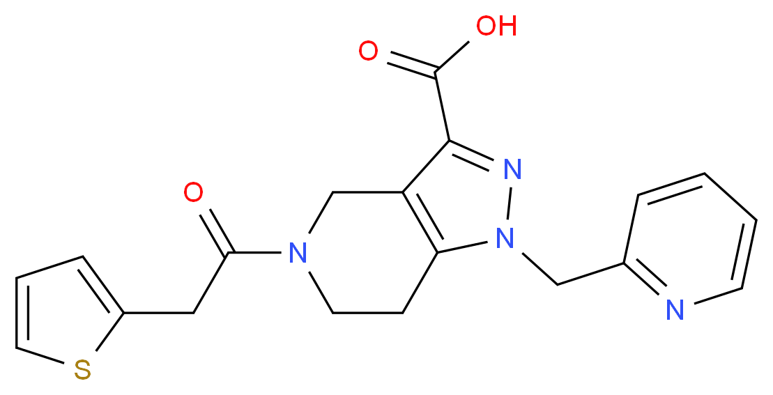 1-(pyridin-2-ylmethyl)-5-(2-thienylacetyl)-4,5,6,7-tetrahydro-1H-pyrazolo[4,3-c]pyridine-3-carboxylic acid_分子结构_CAS_)