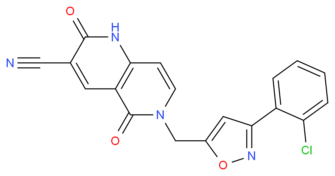 6-{[3-(2-chlorophenyl)isoxazol-5-yl]methyl}-2,5-dioxo-1,2,5,6-tetrahydro-1,6-naphthyridine-3-carbonitrile_分子结构_CAS_)