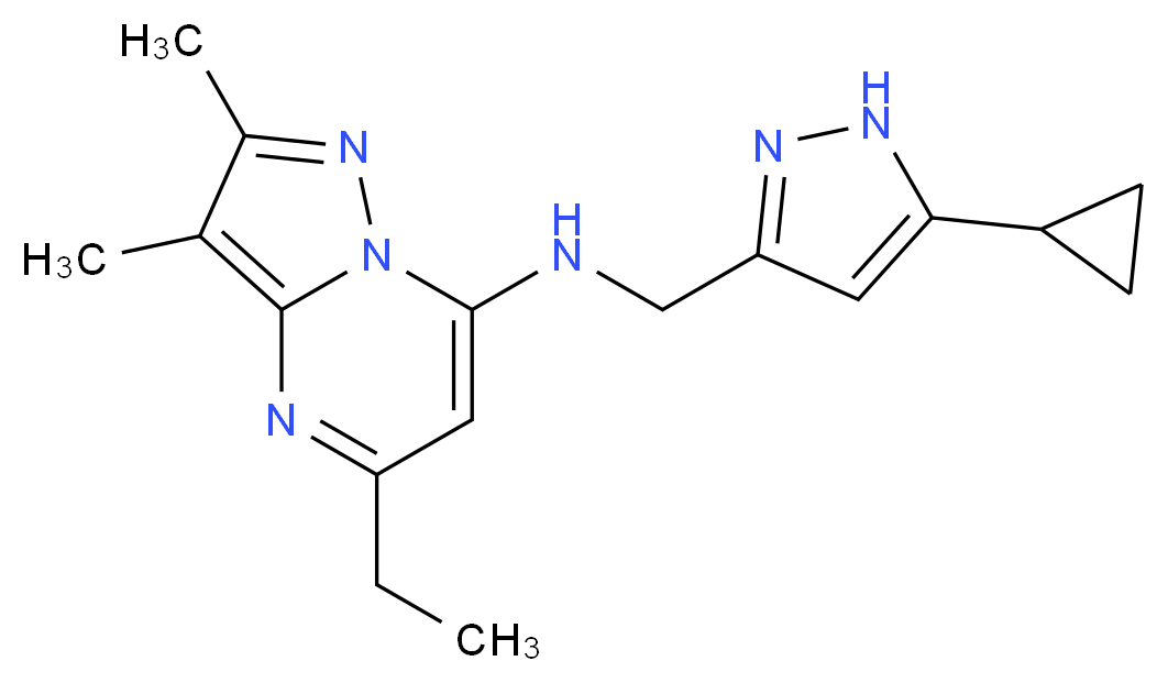 N-[(5-cyclopropyl-1H-pyrazol-3-yl)methyl]-5-ethyl-2,3-dimethylpyrazolo[1,5-a]pyrimidin-7-amine_分子结构_CAS_)