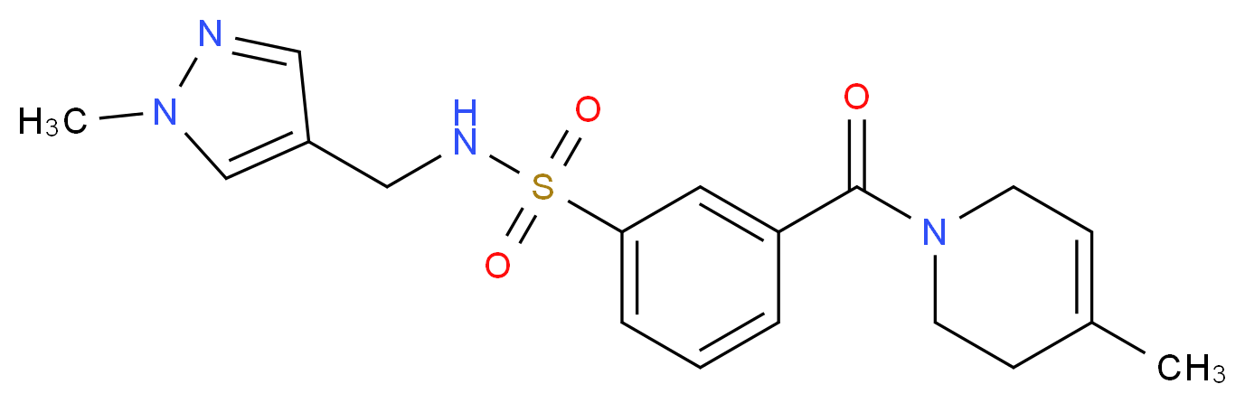 3-[(4-methyl-3,6-dihydropyridin-1(2H)-yl)carbonyl]-N-[(1-methyl-1H-pyrazol-4-yl)methyl]benzenesulfonamide_分子结构_CAS_)