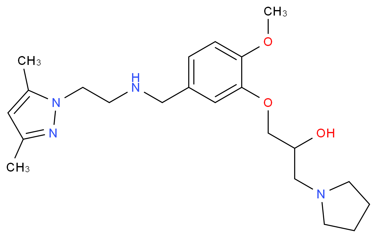 1-[5-({[2-(3,5-dimethyl-1H-pyrazol-1-yl)ethyl]amino}methyl)-2-methoxyphenoxy]-3-(1-pyrrolidinyl)-2-propanol_分子结构_CAS_)