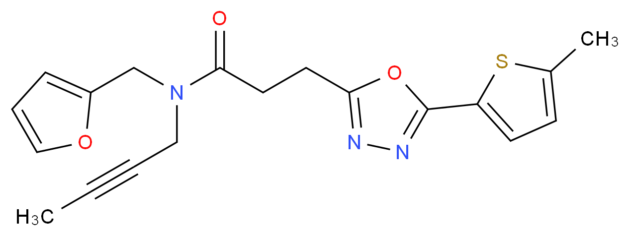 N-2-butyn-1-yl-N-(2-furylmethyl)-3-[5-(5-methyl-2-thienyl)-1,3,4-oxadiazol-2-yl]propanamide_分子结构_CAS_)