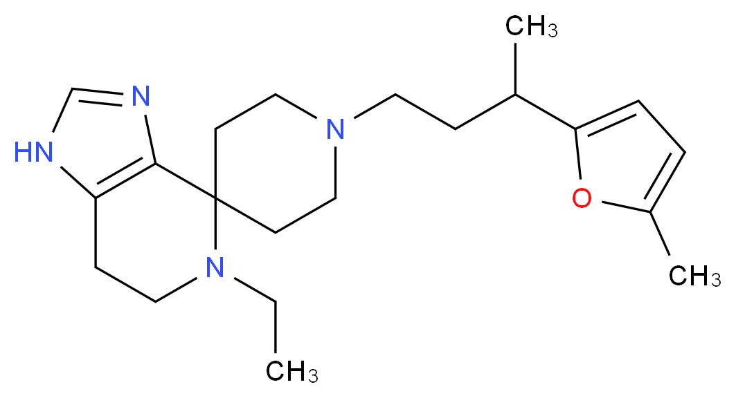 5-ethyl-1'-[3-(5-methyl-2-furyl)butyl]-1,5,6,7-tetrahydrospiro[imidazo[4,5-c]pyridine-4,4'-piperidine]_分子结构_CAS_)