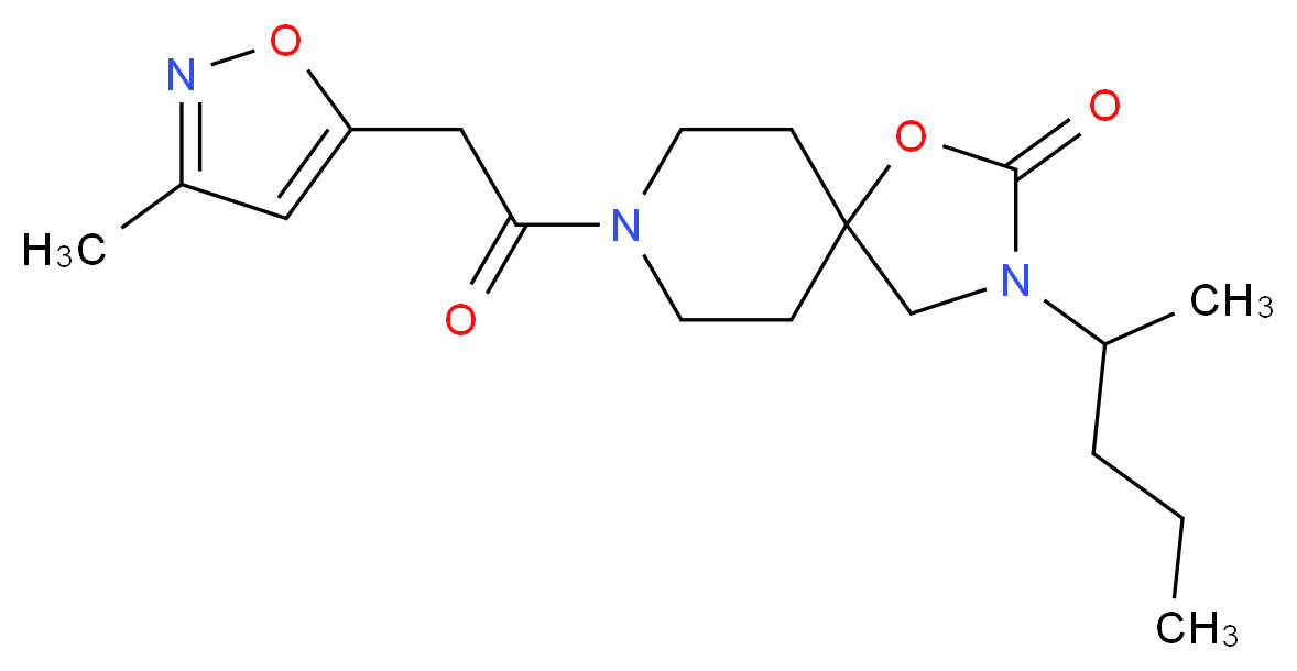 3-(1-methylbutyl)-8-[(3-methylisoxazol-5-yl)acetyl]-1-oxa-3,8-diazaspiro[4.5]decan-2-one_分子结构_CAS_)