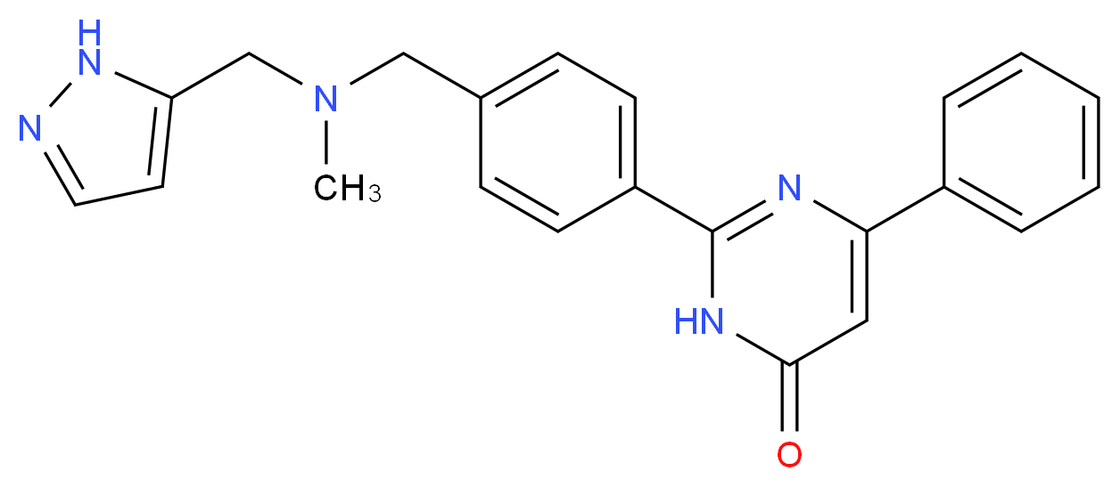 2-(4-{[methyl(1H-pyrazol-5-ylmethyl)amino]methyl}phenyl)-6-phenyl-4(3H)-pyrimidinone_分子结构_CAS_)