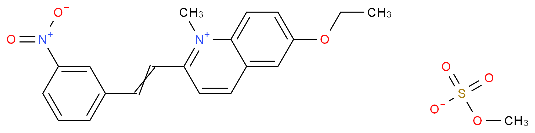 6-ethoxy-1-methyl-2-[2-(3-nitrophenyl)ethenyl]quinolin-1-ium methyl sulfate_分子结构_CAS_25910-85-4