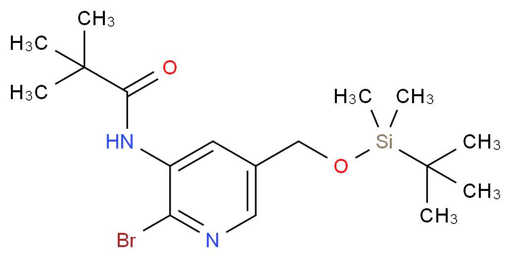 N-(2-Bromo-5-((tert-butyldimethylsilyloxy)methyl)pyridin-3-yl)pivalamide_分子结构_CAS_)