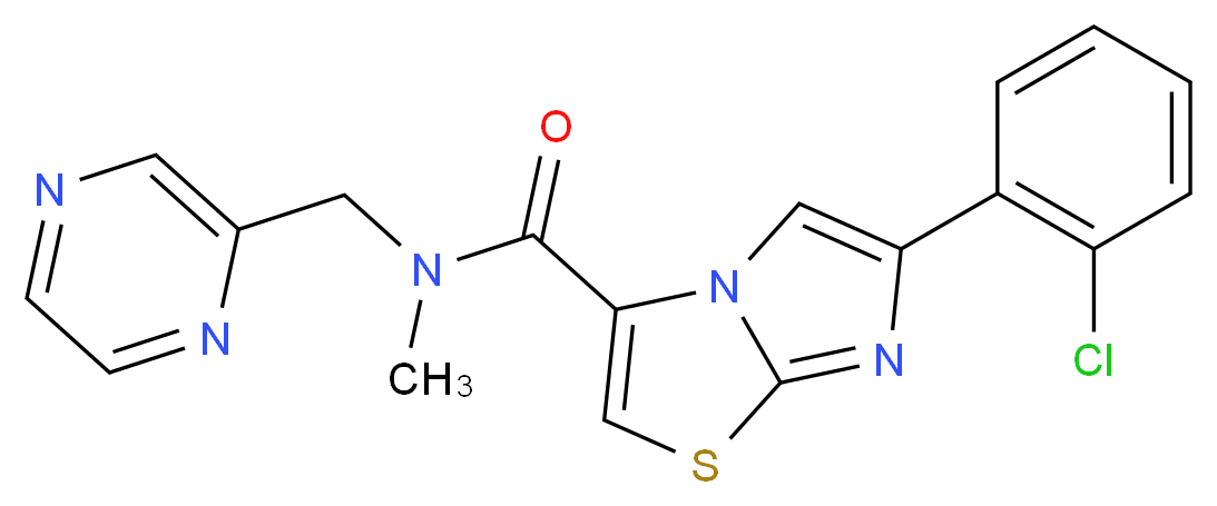 6-(2-chlorophenyl)-N-methyl-N-(2-pyrazinylmethyl)imidazo[2,1-b][1,3]thiazole-3-carboxamide_分子结构_CAS_)