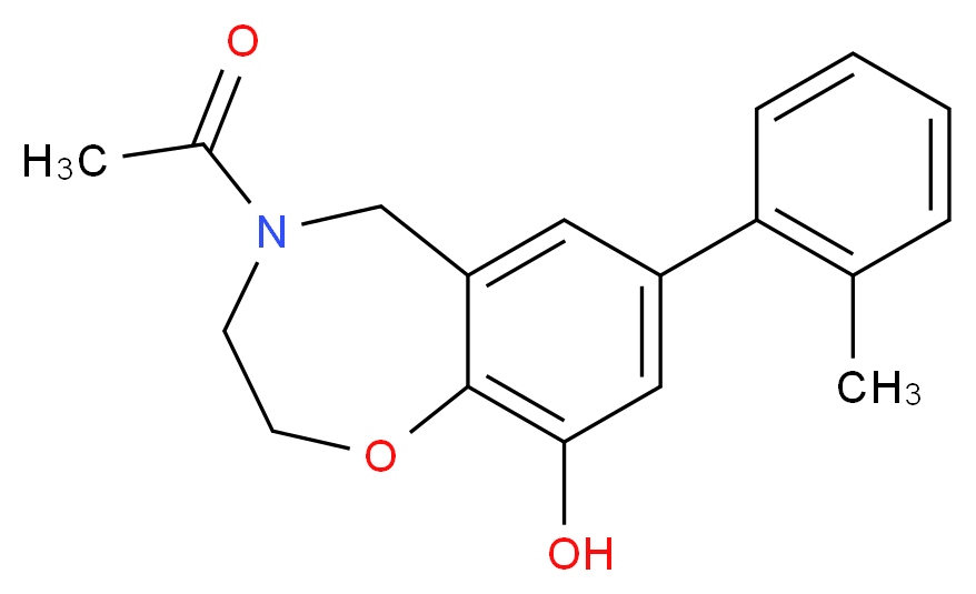 4-acetyl-7-(2-methylphenyl)-2,3,4,5-tetrahydro-1,4-benzoxazepin-9-ol_分子结构_CAS_)