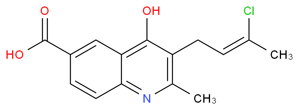 3-[(2Z)-3-chlorobut-2-en-1-yl]-4-hydroxy-2-methylquinoline-6-carboxylic acid_分子结构_CAS_36164-35-9