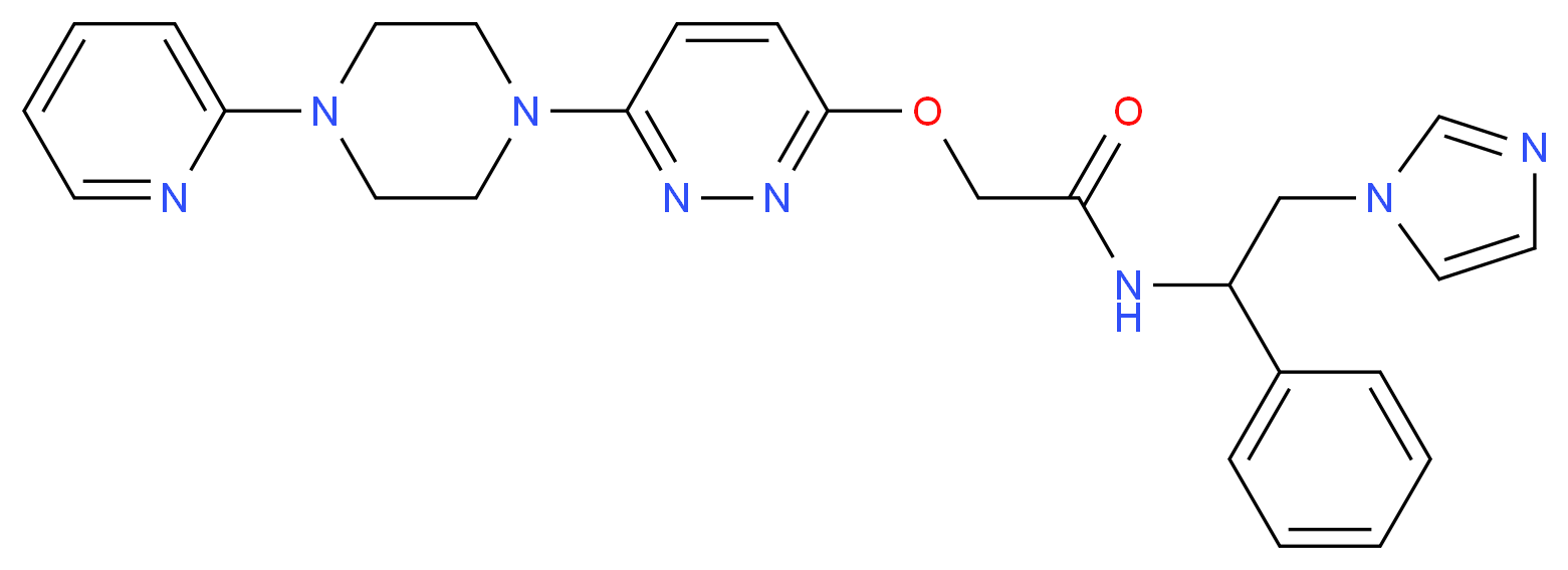 N-[2-(1H-imidazol-1-yl)-1-phenylethyl]-2-({6-[4-(2-pyridinyl)-1-piperazinyl]-3-pyridazinyl}oxy)acetamide_分子结构_CAS_)