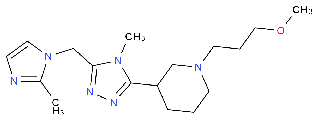 1-(3-methoxypropyl)-3-{4-methyl-5-[(2-methyl-1H-imidazol-1-yl)methyl]-4H-1,2,4-triazol-3-yl}piperidine_分子结构_CAS_)