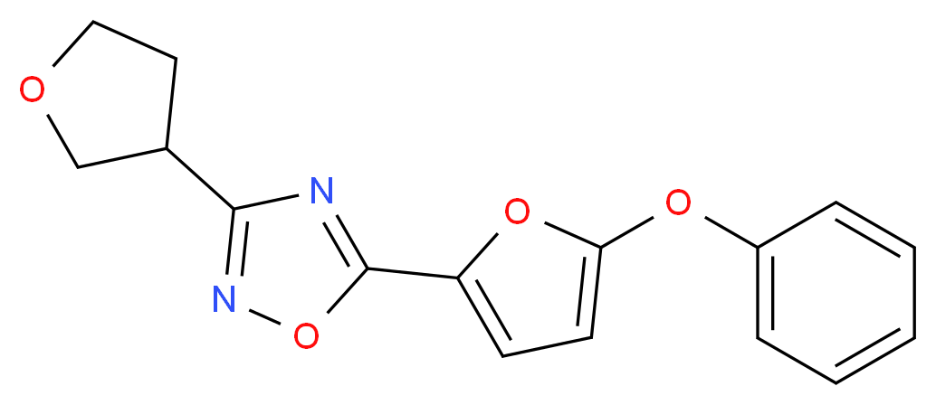 5-(5-phenoxy-2-furyl)-3-(tetrahydrofuran-3-yl)-1,2,4-oxadiazole_分子结构_CAS_)