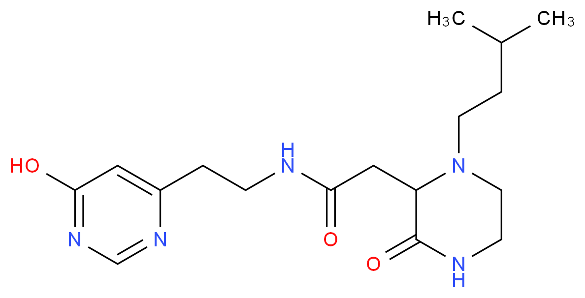 N-[2-(6-hydroxy-4-pyrimidinyl)ethyl]-2-[1-(3-methylbutyl)-3-oxo-2-piperazinyl]acetamide_分子结构_CAS_)