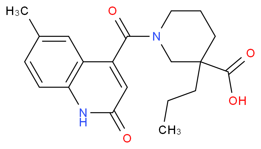 1-[(6-methyl-2-oxo-1,2-dihydroquinolin-4-yl)carbonyl]-3-propylpiperidine-3-carboxylic acid_分子结构_CAS_)