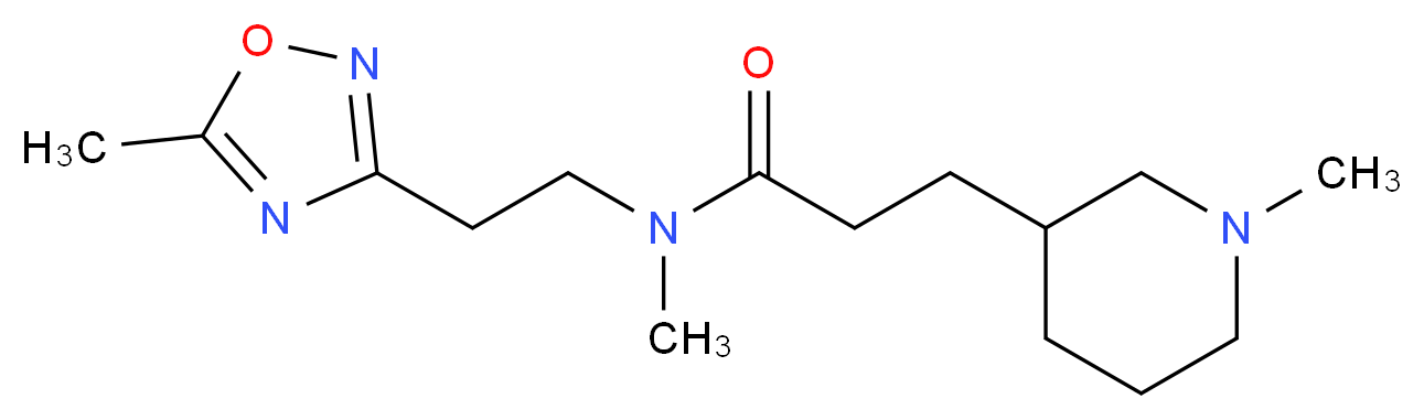 N-methyl-N-[2-(5-methyl-1,2,4-oxadiazol-3-yl)ethyl]-3-(1-methyl-3-piperidinyl)propanamide_分子结构_CAS_)