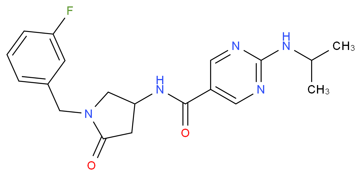 N-[1-(3-fluorobenzyl)-5-oxopyrrolidin-3-yl]-2-(isopropylamino)pyrimidine-5-carboxamide_分子结构_CAS_)