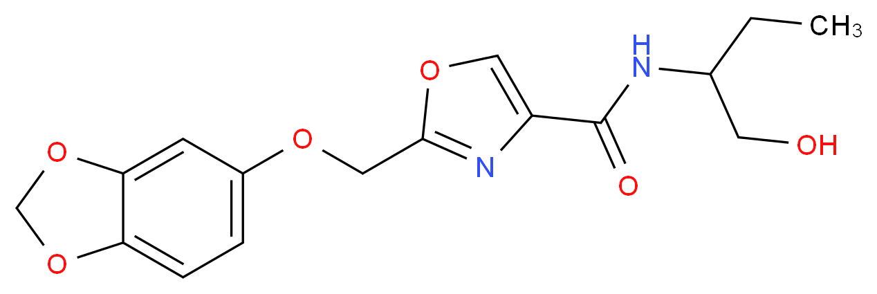 2-[(1,3-benzodioxol-5-yloxy)methyl]-N-[1-(hydroxymethyl)propyl]-1,3-oxazole-4-carboxamide_分子结构_CAS_)