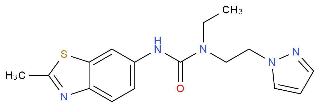 N-ethyl-N'-(2-methyl-1,3-benzothiazol-6-yl)-N-[2-(1H-pyrazol-1-yl)ethyl]urea_分子结构_CAS_)